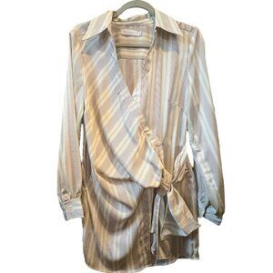 Jonathan Simkhai Bondi Stripe Wrap Waist Dress Size Medium